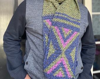 Lemon Peel Color Work Crochet Scarf For Men Pattern, Champion Scarf Crochet Pattern, Instant Download