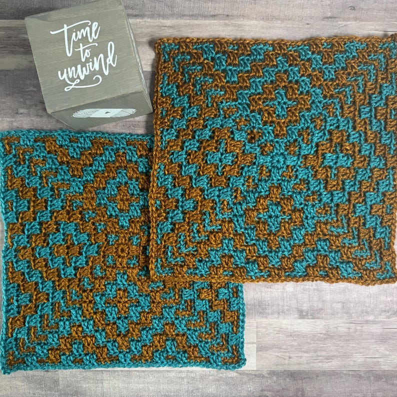 Diamonds Overlay Mosaic Crochet Blanket Square Pattern PDF