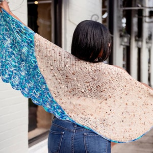 Sand to Sea Shawl, Crochet Shawl, Crochet Pattern, Instant Download image 1