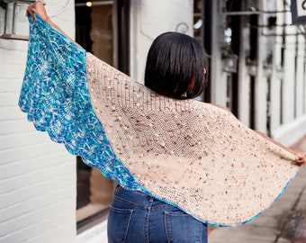 Sand to Sea Shawl, Crochet Shawl, Crochet Pattern, Instant Download