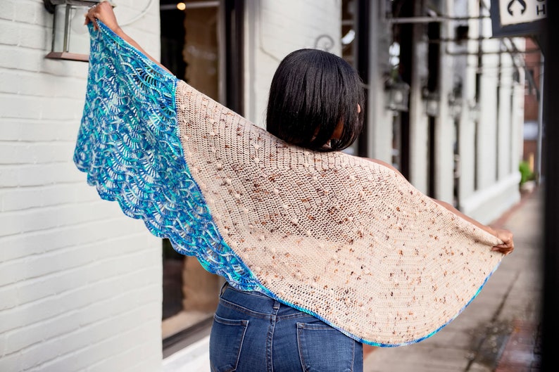 Sand to Sea Crochet Shawl Pattern: Bobbles, Beads (Instant Download) image 1