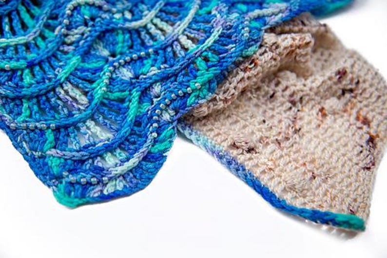 Sand to Sea Shawl, Crochet Shawl, Crochet Pattern, Instant Download
