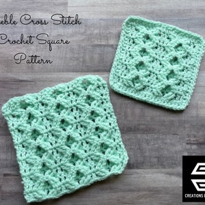 Treble Cross Stitch Square Crochet Pattern, Crochet Granny Square Pattern, Instant Download