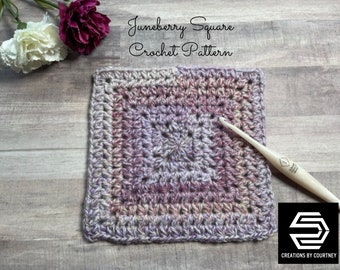 Juneberry Granny Square Crochet Pattern: Easy Cluster Stitch (Digital Download)