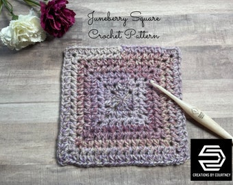 Juneberry Crochet Granny Square Crochet Pattern, Crochet Granny Square Pattern, Easy Crochet Square, Instant Download