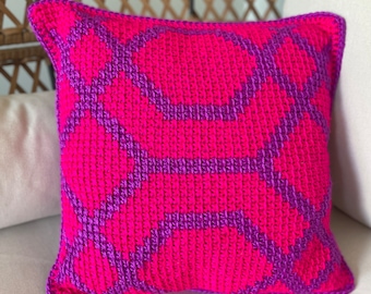 Tunisian Crochet Pillow Pattern, Intermediate Aran Shuri Design, Cozy Home Decor & Cushion Cover