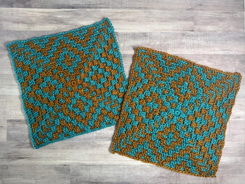 Diamonds Overlay Mosaic Crochet Blanket Square Pattern PDF