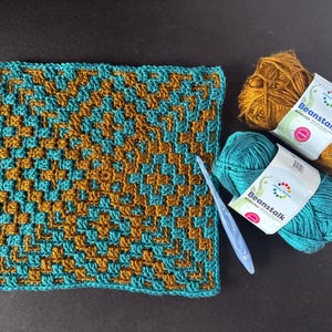 Diamonds Overlay Mosaic Crochet Blanket Square Pattern PDF