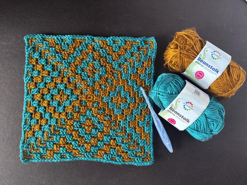 Diamonds Overlay Mosaic Crochet Blanket Square Pattern PDF