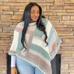 Cedar Mill Tunisian Poncho Crochet Pattern, Instant Download image 1