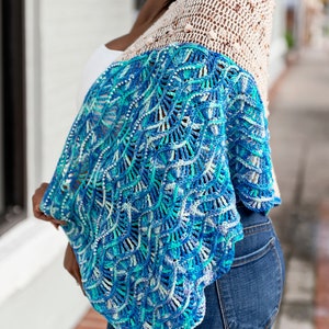 Sand to Sea Crochet Shawl Pattern: Bobbles, Beads (Instant Download) image 3