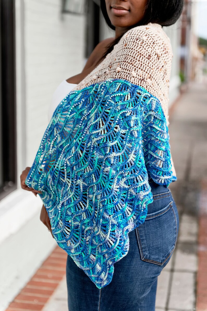 Sand to Sea Crochet Shawl Pattern: Bobbles, Beads (Instant Download) image 3