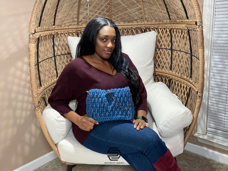 Crochet Clutch Bag Pattern: Kiera Bag with Triangle Flap (Instant Download) image 4