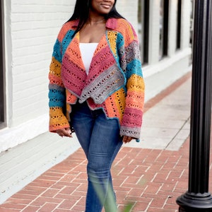 X-capade Cardigan Pattern - Intermediate - Worsted Yarn - PDF Pattern Only