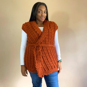 Windin' Vest Crochet Pattern, Bulky Crochet Vest Pattern, Crochet Vest for Women, Instant Download image 1