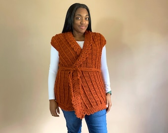 Windin' Vest Crochet Pattern, Bulky Crochet Vest Pattern, Crochet Vest for Women, Instant Download