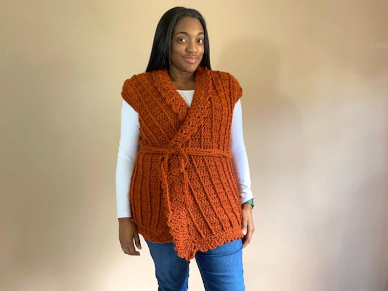 Windin' Vest Crochet Pattern, Bulky Crochet Vest Pattern, Crochet Vest for Women, Instant Download image 1