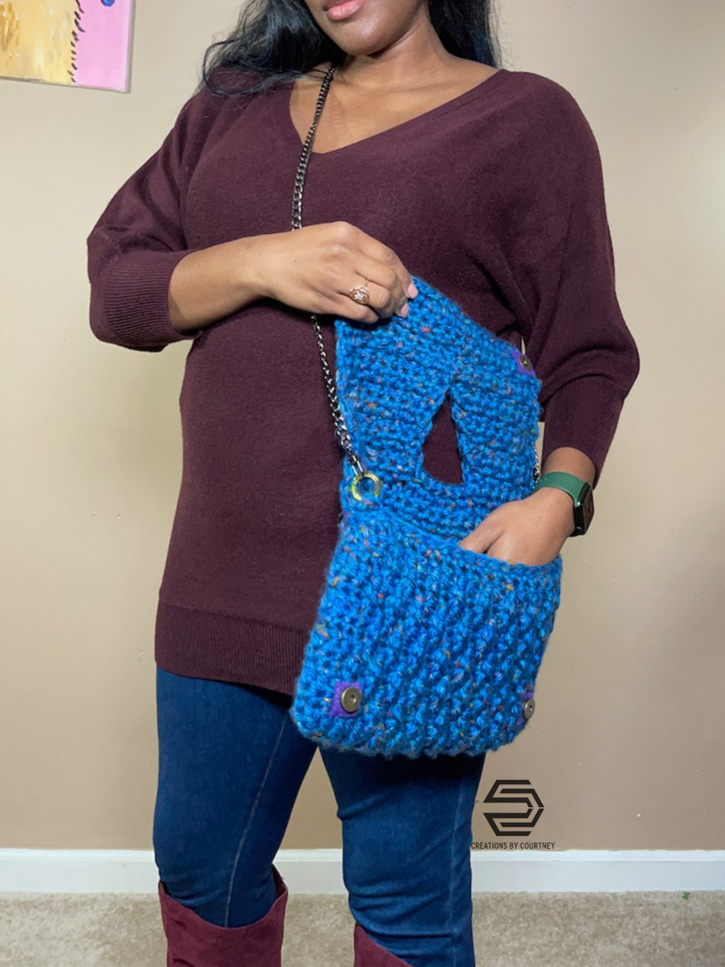 Crochet Clutch Bag Pattern: Kiera Bag with Triangle Flap (Instant Download) image 5