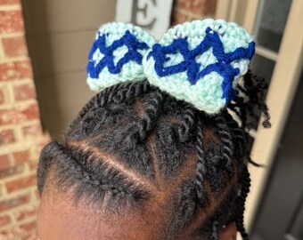 Diamonds Crochet Hair Bow Pattern, Intermediate Worsted Yarn Accessory - Pattern PDF