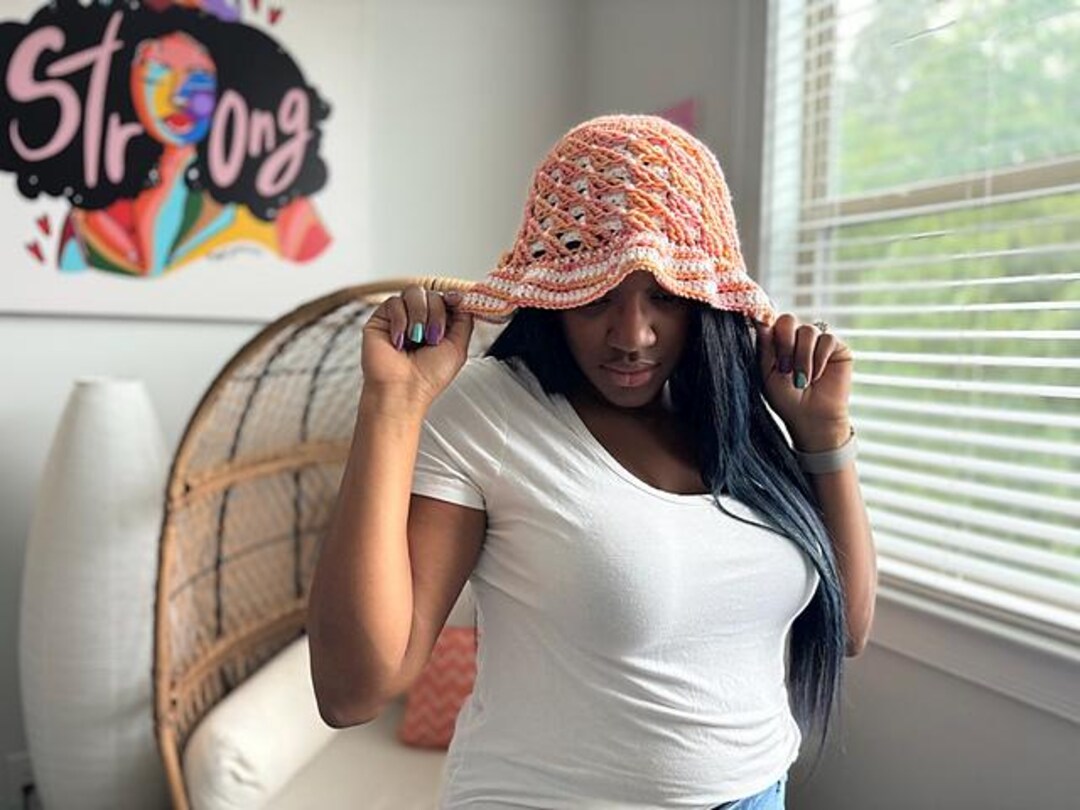 Crochet Peachy Purpose Bucket Hat Pattern PDF Easy Crochet Brimmed