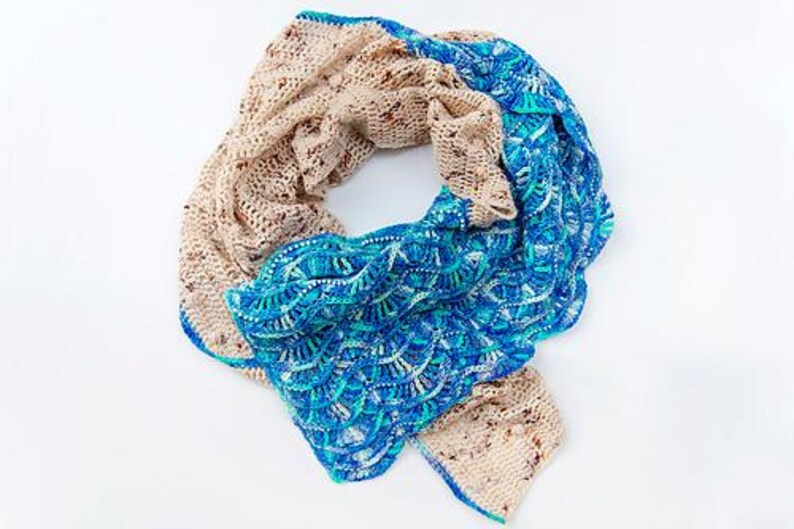 Sand to Sea Shawl, Crochet Shawl, Crochet Pattern, Instant Download
