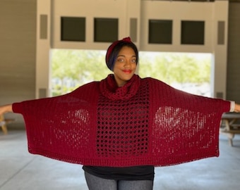 Syrah Swancho Crochet Pattern, Size Inclusive Crochet Sweater Poncho, Instant Download