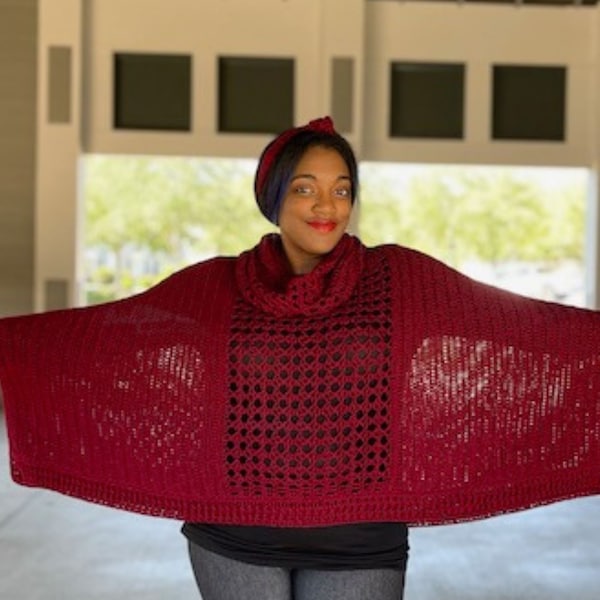 Syrah Swancho Crochet Pattern, Size Inclusive Crochet Sweater Poncho, Instant Download