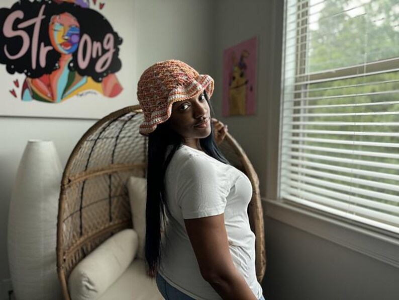 Crochet Peachy Purpose Bucket Hat Pattern PDF Easy Crochet Brimmed
