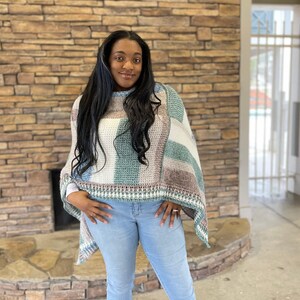 Cedar Mill Tunisian Poncho Crochet Pattern, Instant Download
