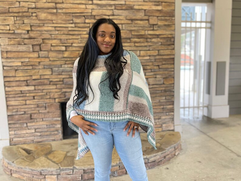 Cedar Mill Tunisian Poncho Crochet Pattern, Instant Download