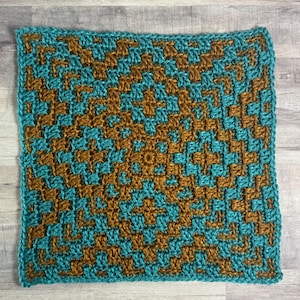 Diamonds Overlay Mosaic Crochet Blanket Square Pattern PDF
