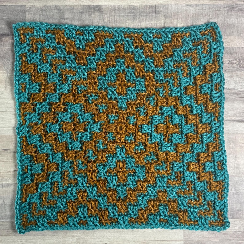Diamonds Overlay Mosaic Crochet Blanket Square Pattern PDF