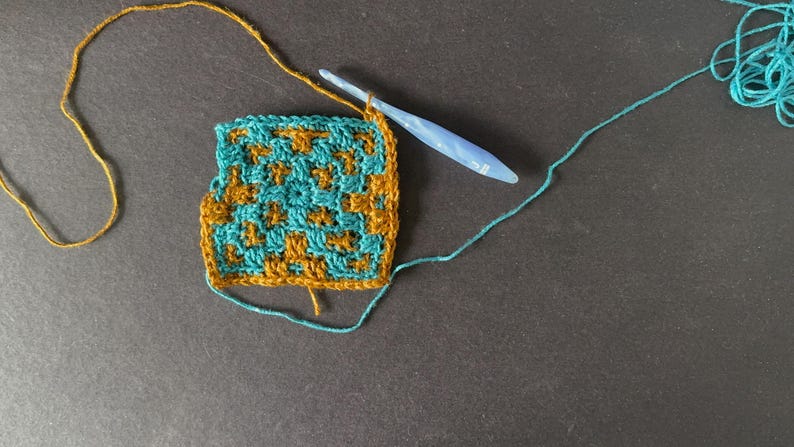 Diamonds Overlay Mosaic Crochet Blanket Square Pattern PDF