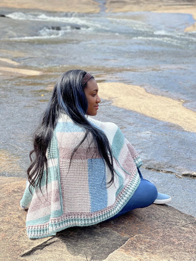 Cedar Mill Tunisian Poncho Crochet Pattern, Instant Download