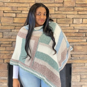 Cedar Mill Tunisian Poncho Crochet Pattern, Instant Download