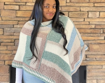 Cedar Mill Tunisian Poncho Crochet Pattern, Instant Download