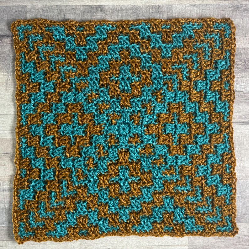 Diamonds Overlay Mosaic Crochet Blanket Square Pattern PDF