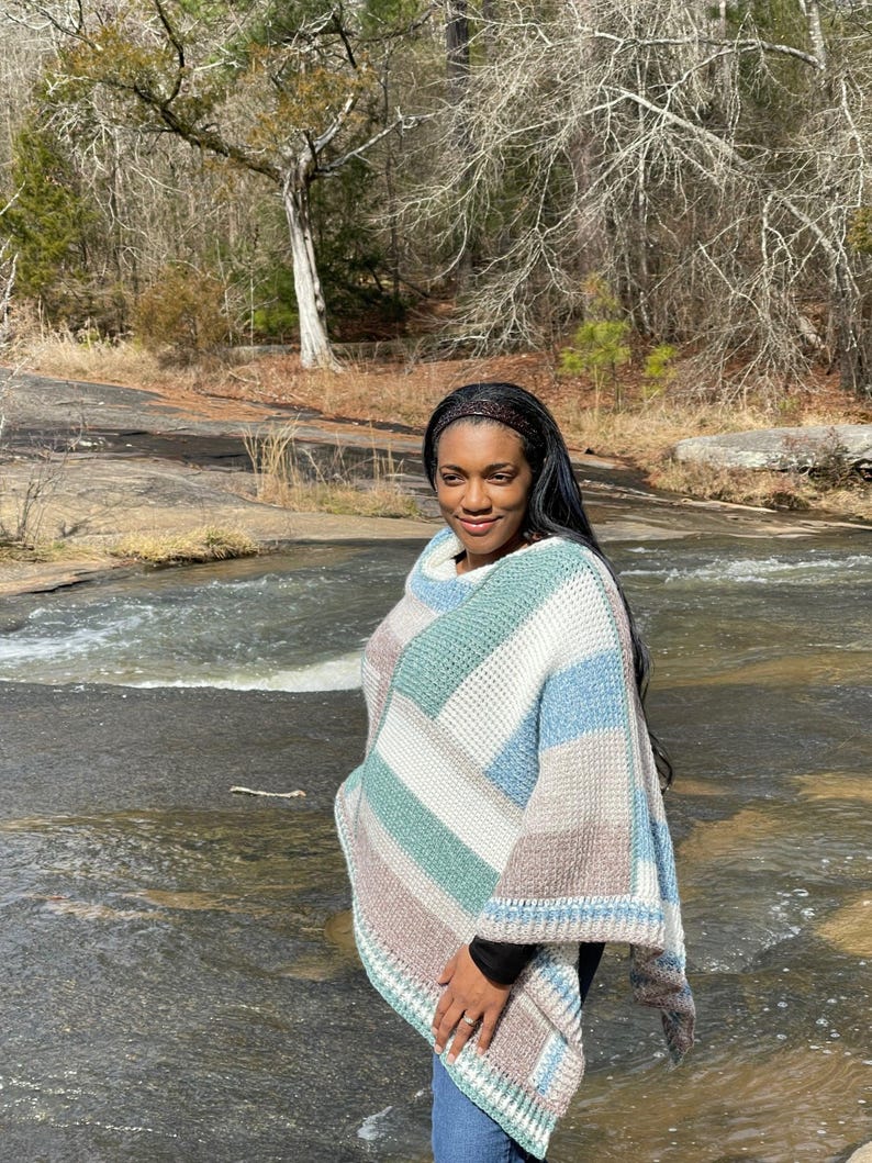 Cedar Mill Tunisian Poncho Crochet Pattern, Instant Download