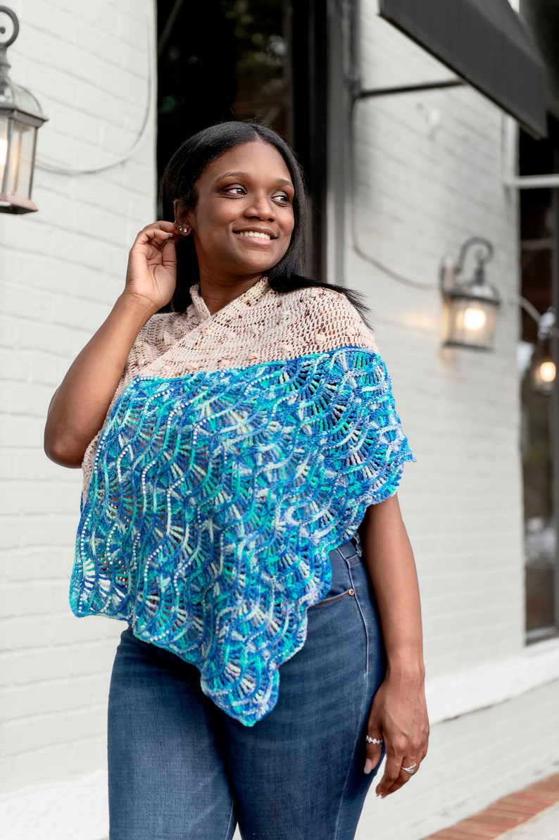 Sand to Sea Crochet Shawl Pattern: Bobbles, Beads (Instant Download) image 2