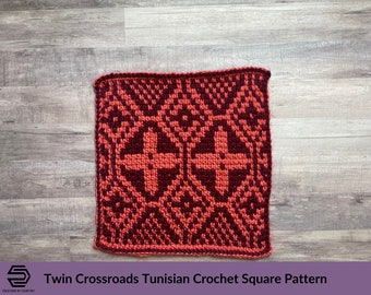 Tunisian Crochet Stranded Colorwork Pattern. Tunisian Crochet Square Pattern, Instant Download