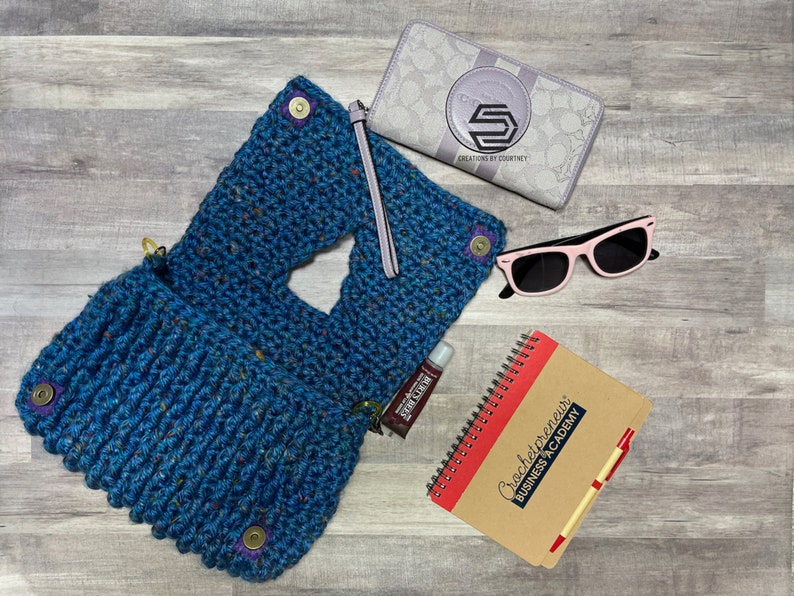 Crochet Clutch Bag Pattern: Kiera Bag with Triangle Flap (Instant Download) image 2