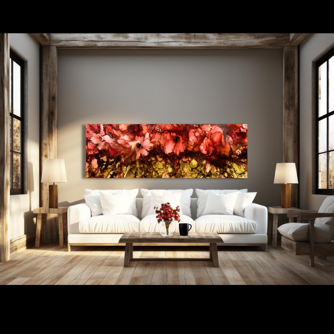 Long Horizontal Painting for Over Couch New Home Gift for Over Sofa