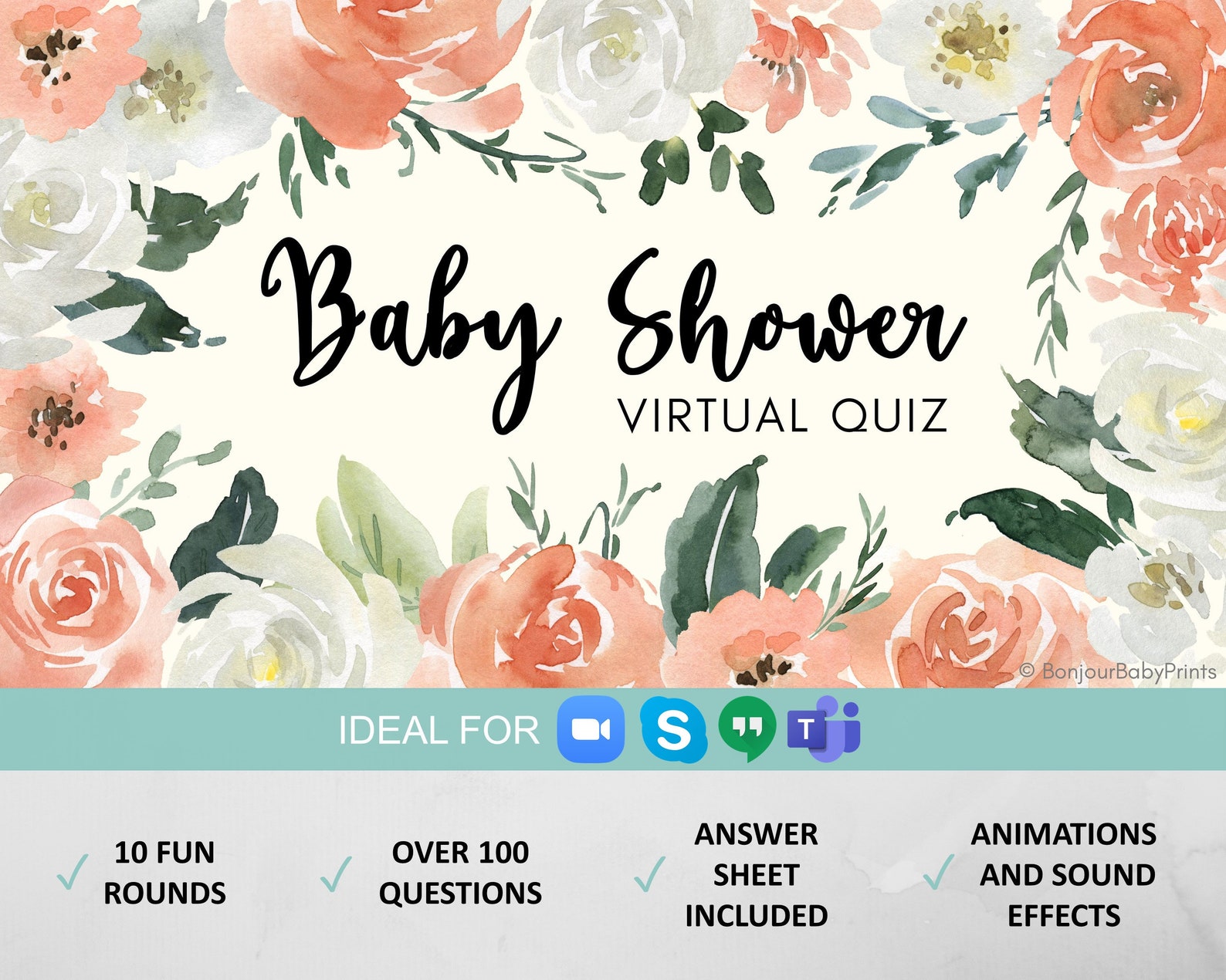 Virtual Baby Shower Quiz, Virtual Baby Shower Games, Zoom Baby Shower