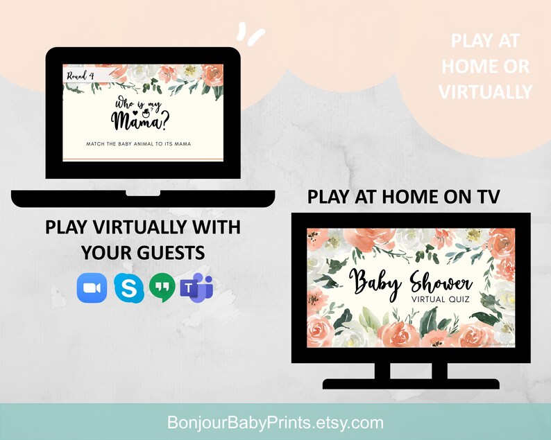 Virtual Baby Shower Quiz Virtual Baby Shower Games Zoom Baby Etsy