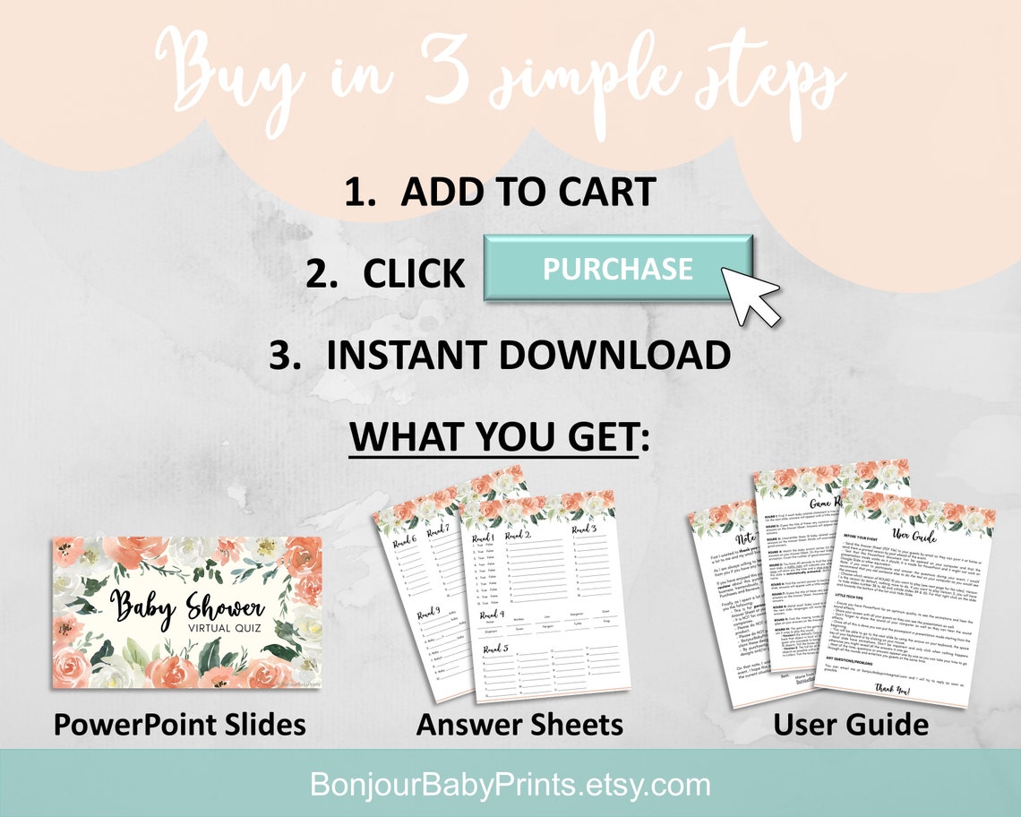 Virtual Baby Shower Quiz, Virtual Baby Shower Games, Zoom Baby Shower