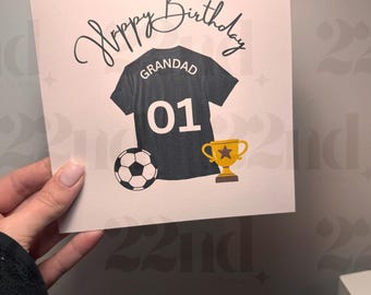 Football Shirt Birthday Card – Personalised Card – Soccer Birthday Card –