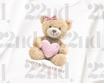 Personalised Teddy Bear Mother’s Day Jumper / T-Shirt / Vest – Custom Name Gift for Mum