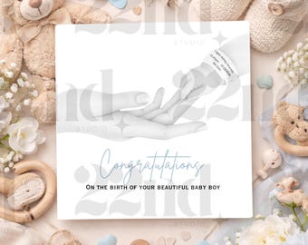 Personalised Baby Congratulations Card | Custom Birth Details Keepsake (6x6 inches)
