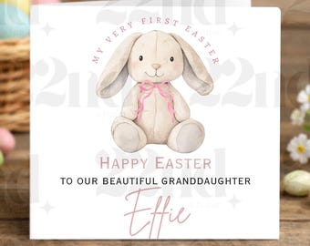 Personalised First Easter Card | Watercolor Bunny