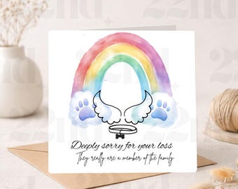 Rainbow Bridge Pet Sympathy Card – Dog & Cat Loss, Bereavement Gift